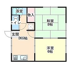 ファミーユユトウA 2DKの間取図画像