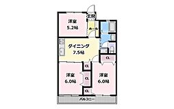 サンイーズマンション 3DKの間取図画像