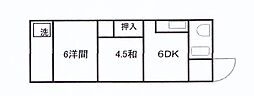 高畑ビル 2DKの間取図画像