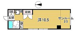 ロイヤル隅の浜1番館 ワンルームの間取図画像
