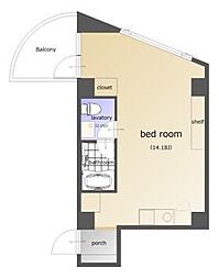 鷹の橋プリンスマンション ワンルームの間取図画像