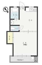 おくはらマンション 1DKの間取図画像