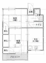 石河内ビル 2DKの間取図画像
