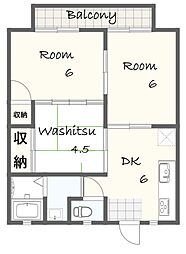 エステートやまもとB棟 3DKの間取図画像