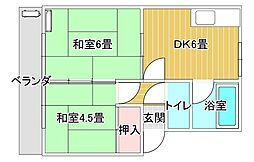 応和アパート 2Kの間取図画像