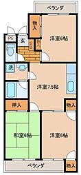 阿賀サンハイツ 3DKの間取図画像
