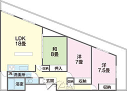サンパティー・泊 3LDKの間取図画像