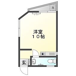 カーサ島乃 ワンルームの間取図画像