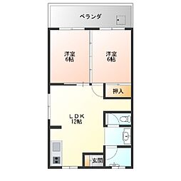 なみひらハイツ 2LDKの間取図画像