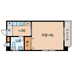 ディアフラッツ西川 1Kの間取図画像