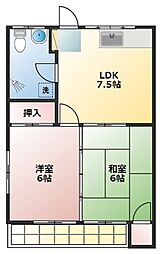 忠マンション 2DKの間取図画像
