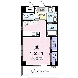 ア・ニューライフナハ ワンルームの間取図画像