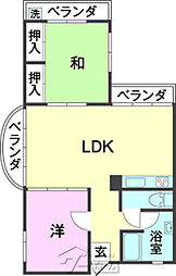 メゾンリベルテ港町 2LDKの間取図画像