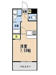 HillTerrace識名 1Kの間取図画像