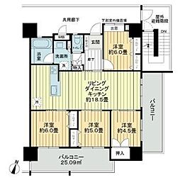 プレサンスロジェ牧港レーヴタワー 4LDKの間取図画像