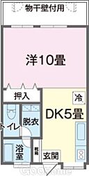 カメトヨハウス 1DKの間取図画像