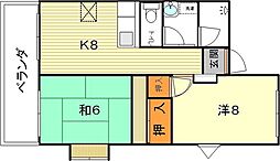 リィヴタウンひろ 2DKの間取図画像