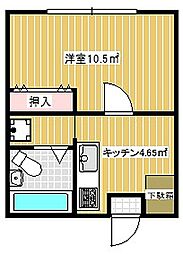 レジデンスもら 1Kの間取図画像