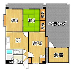 タートルマンションQ 3DKの間取図画像