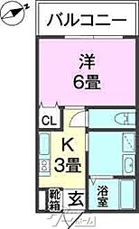 クレッスセンド 1Kの間取図画像