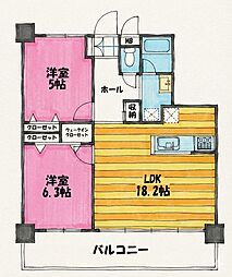 ミルコマンション曙グランドマーク 2LDKの間取図画像