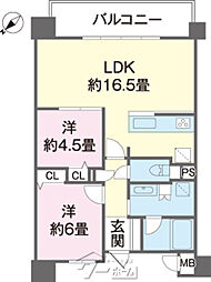 宜野湾市我如古3丁目マンション 2LDKの間取図画像