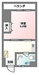 パラシオ新町 1Kの間取図画像