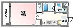 ヒルトップクローバー 1Kの間取図画像