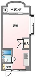 SKYBOXながた ワンルームの間取図画像