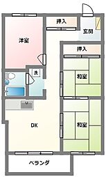 嘉数ロイヤルマンション 3DKの間取図画像