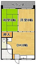 比嘉産業ビル 2DKの間取図画像