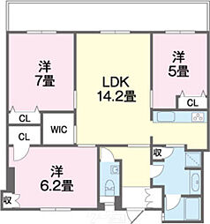 リリーベル金城サーモス 3LDKの間取図画像