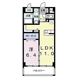 インテグラル我如古 1LDKの間取図画像
