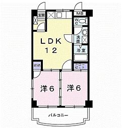 キャッスル泡瀬 2LDKの間取図画像