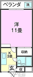 ラ.ベンダー 1Kの間取図画像