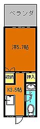 丸英ビル 1Kの間取図画像