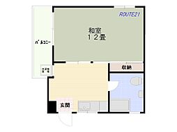 旭橋ウエストビル 1DKの間取図画像