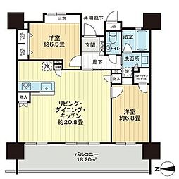 プレサンスロジェ国際通りレーヴタワー 2LDKの間取図画像