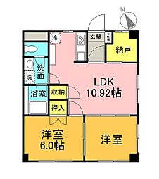 トレジャーハウスタカラ 2LDKの間取図画像