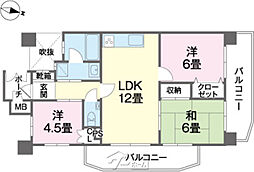 ライオンズマンション壺屋第3 3LDKの間取図画像