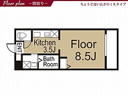 ベイクォーレ 1Kの間取図画像