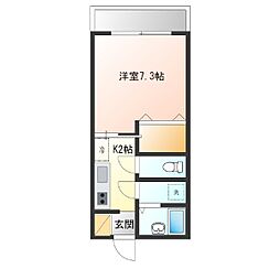 コーポ崎原 1Kの間取図画像