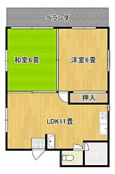 コーポウェーブ 2LDKの間取図画像