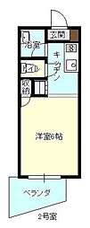 ハーミットクラブ安里 202 3階ワンルームの間取り