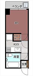 ティーダカン・館大謝名 1Kの間取図画像