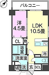 沖縄都市モノレール 安里駅 徒歩4分の賃貸マンション 6階1LDKの間取り