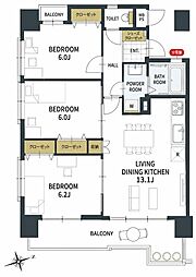 ライオンズタワー安里 3LDKの間取図画像
