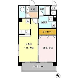 フジスター宜野湾 1LDKの間取図画像