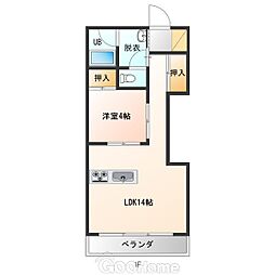 キングスアレイ松山 1LDKの間取図画像