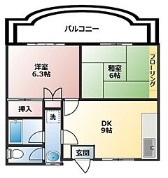 キンドウウインズ 2DKの間取図画像